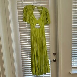 Vestique Vibrant Green Backless Dress
